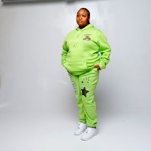 No$leep powerpuff girls custom lime green jacket and joggers